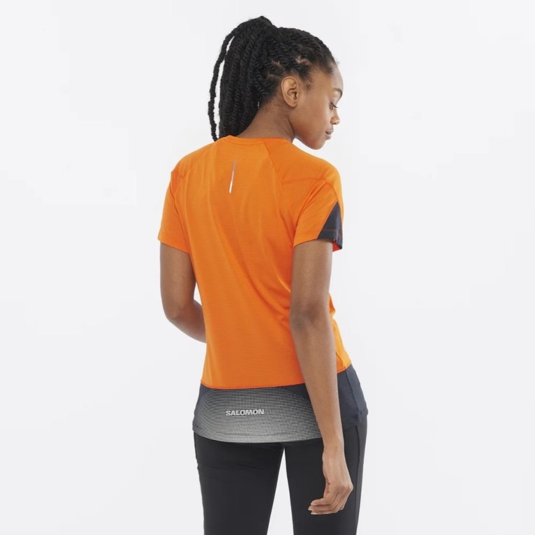 Salomon Cross Run Short Sleeve Women's T-Shirts Orange | CA 89N10